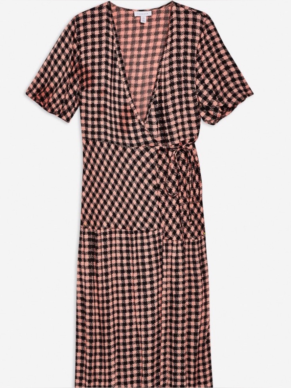 Topshop Coral Pink and Black Check Blouse